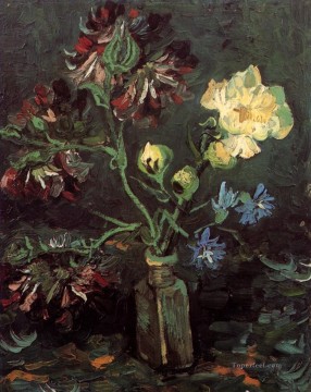 Vase with Myosotis and Peonies Vincent van Gogh Impressionism Flowers Oil Paintings